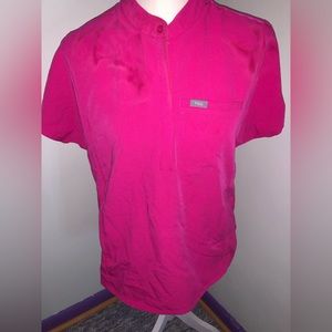 Shocking Pink Figs Rafaela Scrub Top (SMALL)